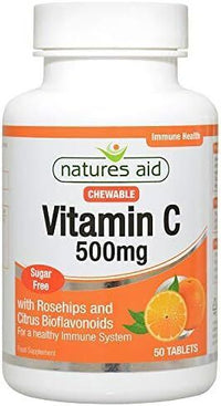 Natures Aid 500mg vitamin C Sugar Free Chewable With Rosehips And Citrus Bioflavonoids - 50 Tablets