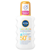 Nivea Kids Protect and Sensitive Sun Spray with SPF 50 , Very High - 200 ml