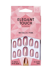 Elegant Touch Coloured Nails Collection - Metallic Pink (24 Nails)