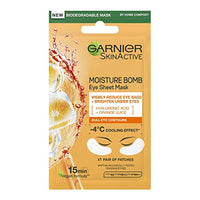 Garnier Hyaluronic Acid and Orange Juice Tissue Mask, Hydrating Brightening Tissue Eye Sheet Mask 6 g