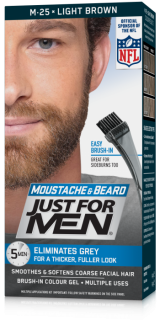 JUST FOR MEN Brush-In Color Gel, Mustache & Beard M-25 Light Brown 1 Each