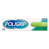 Poligrip Denture Adhesive Cream False Teeth And Partials Fixative Ultra 40g