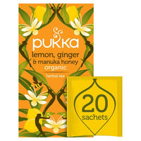 Pukka Lemon Ginger And Manuka Tea 20 Sachets, 20 sachets - 36g